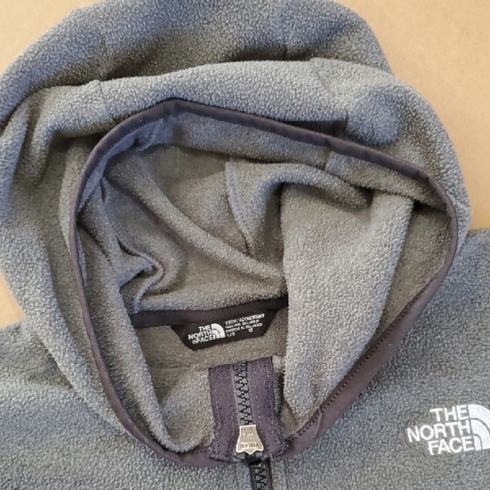 The North Face Teens Charcoal Fleece Hoodie Large Size 12 - Picture 4 of 7